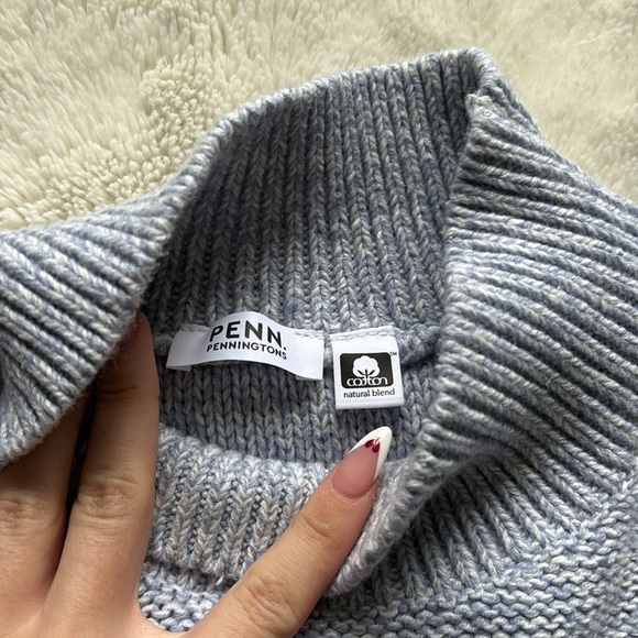 Penningtons Knit Colorblock Sweater | Cozy Blue Pullover | Top Organic Cotton 1X - Picture 4 of 7